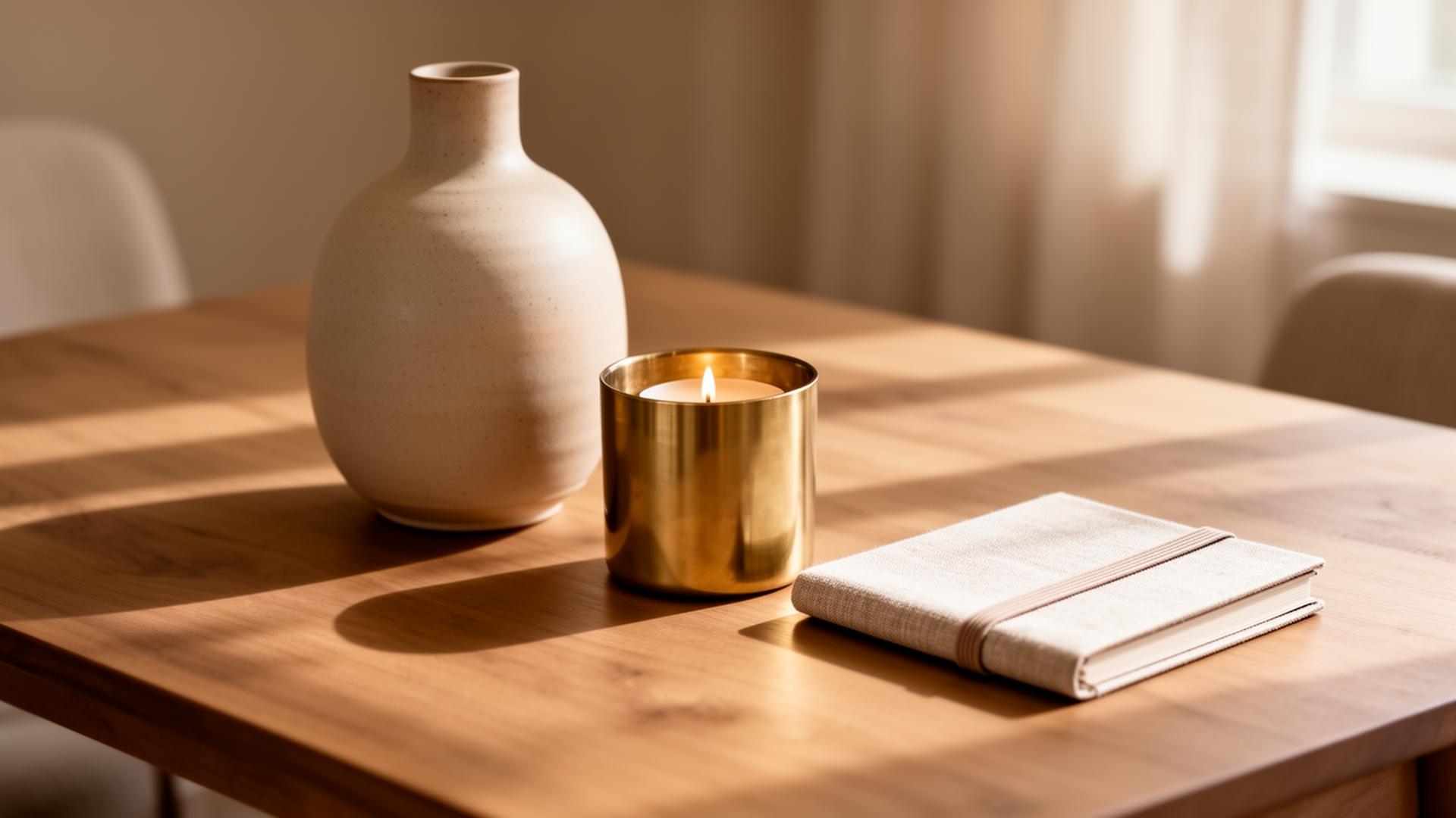 A warm minimalist interior styled with home goods